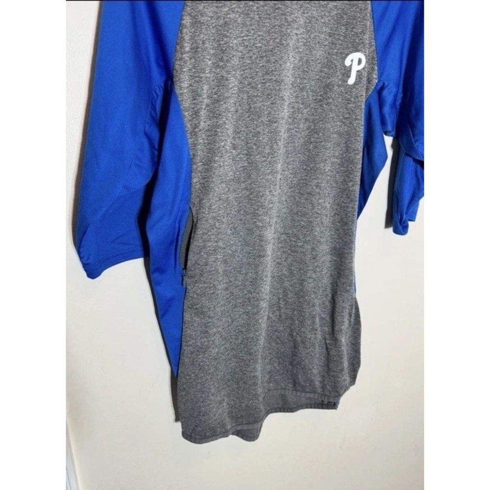 Authentic Majestic MLB Phillies Men's S 3/4 Sleeve Blue Gray Shirt